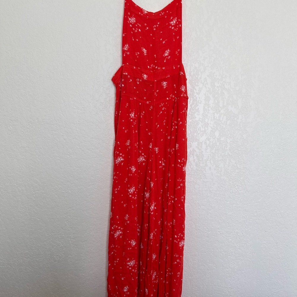 Free People Red Floral Jumpsuit